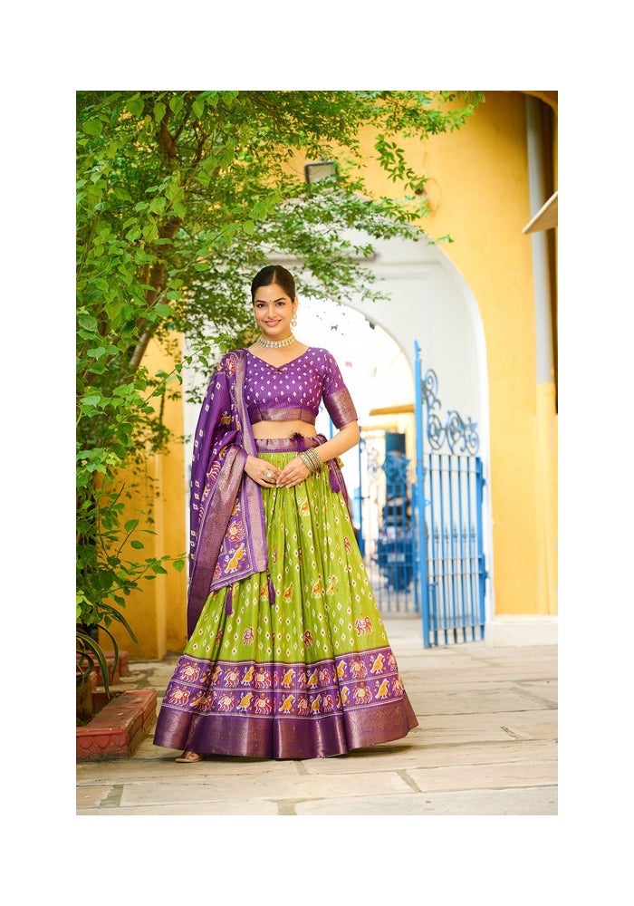 Malishka Export Lehenga Choli Set for Women in Mahendi Green - Image 1